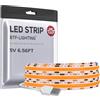 BTF-LIGHTING USB FCOB COB Arancione Striscia LED 2M 640LEDs Alta Densità 5V Flessibile Nastro LED Ultra Luminosa CRI90+ per Retroilluminazione TV Soggiorno, Cucina, Cabinet, PC Gaming (Senza Dimmer)