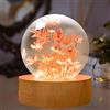 YATOSEEN Lampada a Sfera di Cristallo con Fiore Perpetuo, Luce Notturna D'Atmosfera da 6 cm con Base in Legno, Regalo di Decorazione per la Scrivania per la festa della mamma