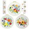 cukol cukol 3pcs Kit Ricamo Principianti Fiore, Embroidery Kit, Schemi per Set Ricamo Starter Mezzo Punto Croce Kit da Ricamare Mezzopunto a Mano Stampato Bambini