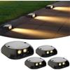 Quntis 4 Pezzi Luci Solari da Esterno Calda Bianca, Faretto Segnapasso LED Esterno Solare Impermeabilità IP65, Lampade Solari per Scale Sentieri Giardino Vialetto Marciapiede Passaggi
