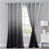 XWZO Set di 2 tende in voile con occhielli, tende sfumate ombré trasparenti per camera da letto e soggiorno, tende ad anelli con fermatenda H245xB140cm nero