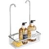 WopeiteDoccia Portaoggetti da Appenderci Senza Forare, Miscelatore, Portasapone e Bagnoschiuma in Acciaio Inox, 25x13x35cm, Argento