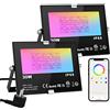 ChangM Faretto LED RGB Esterno Proiettore IP66 Impermeabile 30W Esterno Proiettore Faro - RGBW Inteligente controllato dal telefono APP, Faro per Decorazione Festiva di Natale, Giardino(2 pack)
