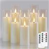 Wroxipel Confezione da 8 candele LED in plastica avorio senza fiamma 5,5 cm x12,5 15 17,5 17,5 20 20 cm con telecomando, candele sfarfallanti a batteria con Temporizzazione
