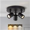 ANWIO Faretti da Soffitto Orientabili Rotondo,Lampadario Nero con 3 Faretti, Lampada da Soffitto,Faretti da Muro per Negozio,Vetrina,Cucina,Camera da Letto, Soggiorno,Lampadine Incluse (EUCS-LG11A)