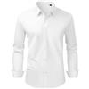 VEVOR Camicia da Uomo con Bottoni, a Maniche Lunghe Antipiega con Bottoni, Vestibilità, in Tessuto Morbido ed Elasticizzato per Abbigliamento Casual o Formale da Lavoro, Bianco Taglia XL