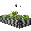 VEVOR Aiuola Rialzata in Metallo, Fioriera da Giardino Zincata per Esterni 2400 x 1200 x 600 mm, Design a Fondo Aperto, per la Coltivazione di Verdure, Erbe Aromatiche e Piante Grasse, Grigio Scuro