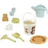 Theo Klein 7622 Set secchiello da spiaggia - Mondo degli animali I Include setaccio, annaffiatoio, formine, paletta e rastrello I Plastica riciclata I Anti-UV, Giocattoli per bambini dai 18 mesi in su