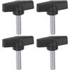 QUARKZMAN 4pz Manopole ad Ala a T M10 x 30mm per Maschio Metrico Filettato 55mm Testa a T Manopole in Plastica Viti a Pollice per Serraggio a Mano, Nero
