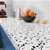 Stickyart Carta da Parati Adesiva Bianca Effetto Marmo 60 x 400 cm Pellicola Adesiva Effetto Marmo per Cucina con Effetto Pietra Stellata Pellicola Autoadesiva per Mobili Cucina Armadio Bagno