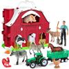 HappyKidsClub Giochi Fattoria Montessori per Bambini 1-4 Anni, Set Fienile Apribile con 10 Animali & Contadino & Camion- Giocattoli Educativo Portatile per Bambino - Idea Regalo Bambini 1 2 3 4 anni