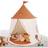 GEIwenle Tenda da gioco per bambini, Castello da Principessa Principe Tenda da Gioco, tenda indiana portatile Pop-up, casa di giochi per interni ed esterni, regalo di compleanno di Natal (Orso marrone)