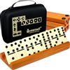 Queensell Domino Set per Adulti con 4 Rastrelliere in Legno
