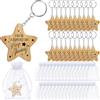 Otuuz 50 Set Regali di Portachiavi di Stelle per Fine Scuola 50 Portachiavi di Stelle in Legno con 50 Sacchetti di Organza Regali per Fine Anno Scolastico per Bambini Studenti Insegnanti Laurea