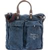 Avirex Borsa Unisex da Viaggio o da Lavoro con Tracolla, in Canvas e Pelle Bovina Anticata, in Stile Militare, Collezione 140506 CNV0A (Blue)