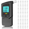 Astriva Alcolometro con 2 sensori, misuratore di promille con 40 bocchini, misuratore alcolico con display LCD digitale, tester di alcool professionale per analisi alcolica a casa