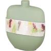 GILDE Vaso decorativo a forma di pancia, in vetro, vaso da tavolo, vaso decorativo per soggiorno, colore: verde opaco, altezza 30 cm