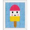 VERVACO Kit Ricamo Principianti Educativo Attività Creative GELATO Canovaccio per Mezzo Punto ca. 12,5 x 16 cm Set Fai Da Te Passatempi Creativi Beginner Long Stitch Embroidery