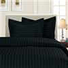 Elegant Comfort® 1500 Thread Count - Damask Stripes- Egyptian Quality Luxurious Silky Soft Wrinkle & Fade Resistant 3PC Duvet Cover Set, Full/Queen, Nero