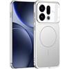 COQUE Custodia Find X9, copertura completa della fotocamera, anello magnetico integrato per compatibilità con la ricarica wireless, custodia antiurto per telefono Oppo Find X9-Argento
