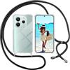 ISOI Cover con Cordino per Xiaomi Redmi Note 14 5G, Custodia Trasparente con Collana Tracolla Laccio Collo Ultra Sottile Morbido TPU Silicone Antiurto AntiGraffio Case, Nero