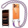 Coiwxmoi Cover per iPhone 17 Pro Max con Cordino, Custodia Trasparente con Regolabile Collana Ultra Sottile AntiGraffio TPU Bumper Protettiva Case con Laccio Tracolla per iPhone 17 Pro Max, Viola