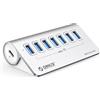 ORICO USB C Hub, Hub USB 3.0 in alluminio a 7 porte, Multi USB Adattatore 5 Gbps con 0.5m cavo, Splitter USB con alimentazione 5V/2A porta di tipo C per Macbook, Mackbook Pro