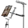 KDD Supporto Tablet per Microfono, Porta iPad Regolabile per Asta Microfonica, Supporto per Manubrio di Cyclette, Compatibile con iPad Pro 12,9, Air, Mini, Galaxy Tabs, iPhone (4,7-13 pollici)