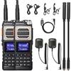 BAOFENG UV-25 - Dispositivo portatile Tri-Power, 10 W a lunga distanza, ricevitore UHF VHF FM Air, batteria da 5200 mAh, a collo di cigno tattico e antenna frusta, altoparlante microfono, cavo di