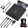 ORIGBELIE Masterizzatore DVD Esterno con 4 Porte USB e 2 Slot per Schede TF/SD, USB 3.0 Lettore CD Esterno per PC Portatile Laptop Desktop MacBook Windows 11/10/8/7 Vista Linux Mac OS, con Scatola