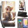 PHINIENLAND Cover per Samsung Galaxy A25 5G custodia portafoglio Gatto | 3 scomparti carte, 1 tasca banconote, Chiusura magnetica, Supporto, Pelle PU flip cover per Samsung A25 5G