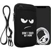 kwmobile Custodia Cellulare con Tracolla per XL - 6,7/6,8 - Porta Cellulare da Collo - Sacchetto Portacellulare - Porta Telefono in Neoprene con Tasche - Don't Touch My Phone