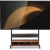 FITUEYES Supporto TV da Pavimento per 70-100 pollici, Carrello Porta TV con Ruote & Ripiani in legno Regolabili, Porta TV da Terra Mobile Max VESA 850x600mm Portata 80kg