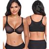 DotVol Reggiseno con Ferretto per Donne morbide in Maglia Trasparente Chiusura Frontale Scollo Profondo Intimo Non Imbottito Comodo Nudo 3B