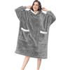 VHOME Oversized, coperta con cappuccio, da donna, con maniche e cappuccio, portatile, super morbida e calda, per adulti, regalo di Natale, compleanno, grigio chiaro, 110 x 80 cm