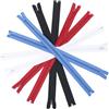Aerzetix - Set di 8 Cerniere Lampo a Spirale N°5 45cm separabili con cursore - in Metallo Nylon Poliestere - Colore Bianco Nero Blu Zaffiro Rosso - per Cucito Artigianato creazioni Tessili