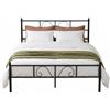 FurnitureR Letto matrimoniale da 130 cm, struttura in metallo, solida base con testiera e pediera design all'uncinetto, spazio sotto il letto, letto a doghe adatto per adolescenti/adulti, nero