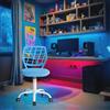 FurnitureR Compact Gaming Chair, Hollow PP Backrest, Adjustable Height, Ergonomic Swivel Sponge Seat, 5-Wheel Iron Base, for Teens & Kids Drawing, Gaming, Classroom, Blue, 38,5 x 40 x 87 cm