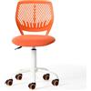 FurnitureR Sedia da ufficio per adolescenti, sedia da lavoro senza braccioli regolabile in altezza, elegante sedia da studio per casa e ufficio, agrumi