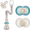 MAM Ciuccio Skin Soft in silicone, 6 - 16 Mo. neutro, set da 2 pezzi, con scatola per il trasporto sterilizzatore e nastro NIP