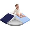 Sumbababy Baby Soft Play Set: 4 Pezzi Blocchi Soft Play in Pelle PU per Bambini - Attrezzatura Soft Play per Bambini Piccoli - Parco Giochi da Interno Giocattoli per Arrampicarsi e Gattonare (Blu)