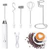 Xynovate Montalatte Elettrico USB Ricaricabile, Frusta Acciaio Inossidabile 3 Velocità Regolabile, Cappuccinatore Elettrico per Latte per Caffè, Latte, Cappuccino, Bianca
