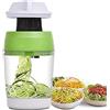 OEBUAFI Tagliaverdure A Spirale Affettatrice Manuale Per Alimenti, 3 Lame 4 Modalità Di Taglio Plastica ABS Acciaio Inossidabile 304 Per Carote Zucchine Potumes Cetrioli Gadget Da