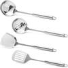 Xyvor Set di 4 Utensili Cucina Acciaio Inox, Set Mestoli Cucina Acciaio Inox Composto da Spatola, Schiumarola, Mestolo e Spatola Forata, Superficie Liscia Antiaderente Facile da Pulire e Comodo da Appendere