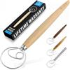 Zulay Kitchen Zulay - Frusta danese per impasto, grande, 33 cm, in acciaio inox e legno danese, frullatore artigianale in stile olandese per pane, pastella, torta, pasticceria e altro ancora