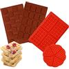 LIUCONGBD 4 Pezzi Stampo per cialde in silicone Rettangolo Cuore rotondo, Mini stampo per muffin da forno antiaderente, torta cioccolato biscotto caramelle gommose Bakeware DIY Silicone Stampo