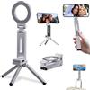 Gonggi Treppiede magnetico per telefono, mini treppiede magnetico in alluminio, supporto magnetico pieghevole con clip magica regolabile a 360°, interfaccia universale a vite da 1/4
