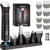 MAXGROOM Regolabarba Uomo 6 in 1, Rasoio Elettrico Barba con Due Velocità 6500/7000 giri/min, 120 Minuti Autonomia, Impermeabile IPX6 Rifinitore Barba con Testina Magnetica, Ricarica USB-C