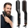 LYPPUL Piastra per Barba Capelli Uomo, Pettine Elettrica Riscaldata Rapida Lonico, Spazzola Lisciante Elettrica 30s di Riscaldamento Rapido Lonico, Temperature Regolabili, Portatile per Viaggi e Casa