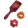 Harry Potter Set spazzola per capelli e elastico per capelli da donna Potter | Bobble e spazzola piatta con stampa a righe per adulti con logo 3D in Borgogna | Spazzola per cuscino districante
